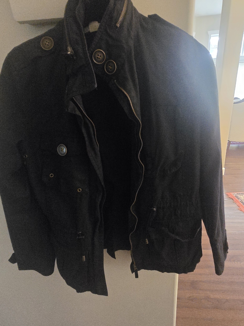 Zara Black Military-Style Field Jacket
